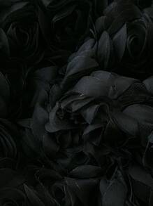 Franclia Váy đen thiết kế hoa hồng lãng mạn cho đêm hẹn hò nâng cao dành cho nữ, thon gọn và cao cấp - màu đen - Xem 3