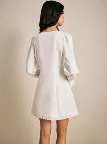 Poéselle 女士纯色前扣长袖简约休闲短裙 - 白色 - 查看 7