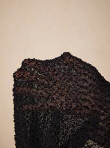 Poéselle Vestido de punto sin tirantes elegante de manga larga con abertura en el bajo y color sólido, vestidos para mujer, atuendos de vacaciones, vestido hombros descubiertos, suéteres de otoño, vestidos elegantes, vestido, vestidos de vacaciones para atuendos de otoño e invierno, uso diario elegante y chic, ropa de mujer de otoño.