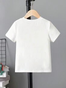 Young Girl "Big Sister" Sunflower Print Round Neck Short Sleeve T-Shirt - White - View 5