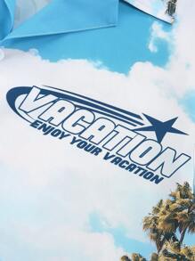 Manfinity Chillmode Men's Tropical Print Short Sleeve Casual Vacation Shirt