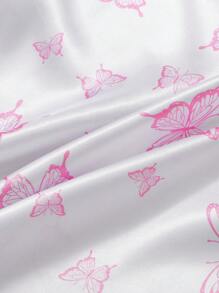 Tween Girls Minimalist White Base Pink Bow Floral Print Long Sleeve Long Nightgown Loungewear - Multicolor - View 3