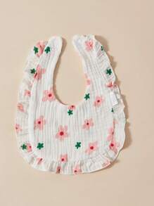 3pcs Set Cotton Muslin Bibs With Soft Ruffled Edges For Infants