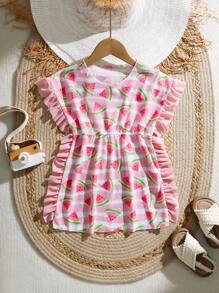 1pc Young Girl Mesh Sheer Cover-Up With Random Print - Multicolor - View 3