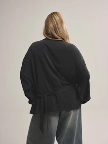 MUSERA 大码长袖系带衬衫，适合约会之夜、闺蜜聚会、性感装扮、假日、各种场合、婚礼宾客等，秋冬季穿着。