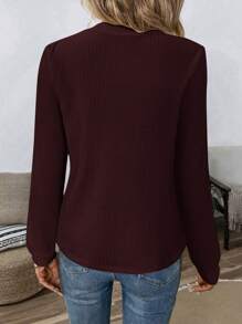 SHEIN LUNE Sudadera de manga larga con cuello y lazo con estampado de leopardo para mujer