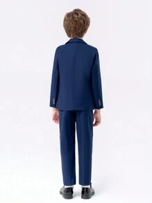 SHEIN Conjunto de 5 piezas de traje de alta gama para niños jóvenes: chaqueta + chaleco + pantalones + camisa + corbata, apto para cumpleaños, boda, invitado de boda, pajecito, niño de las argollas