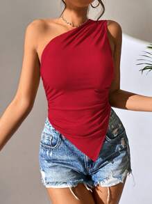 Breezaya 女士时尚露肩百搭上衣，秋季百搭叠穿单品 - 紅色 - 查看 6