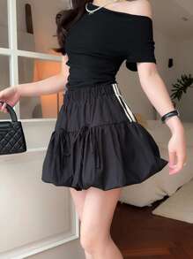 DAZY 女式侧条纹装饰休闲裙