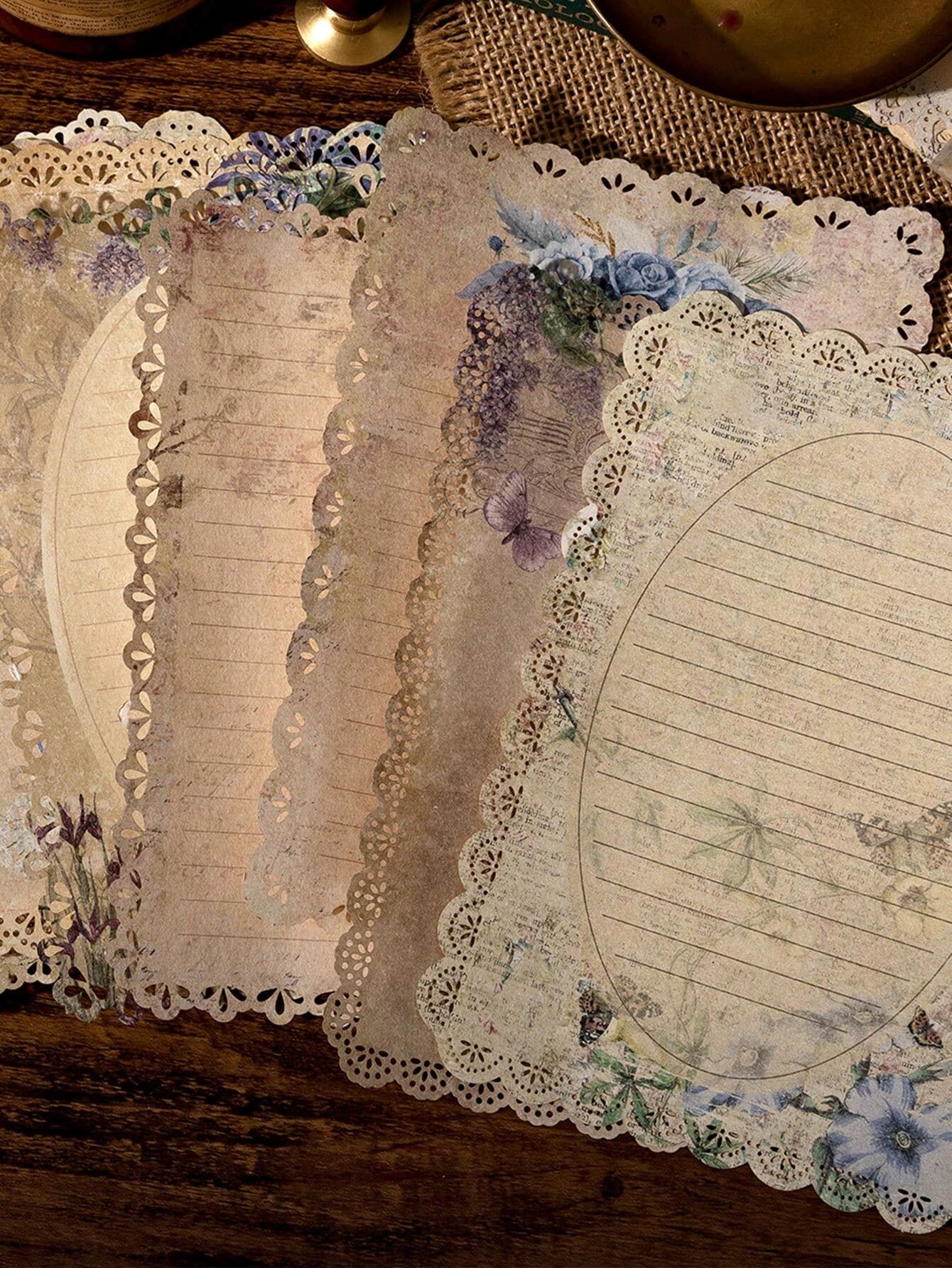 10pcs/Pack Vintage Floral Writing Letter & Journaling Decoration Background Material Paper - Multicolor - View 1