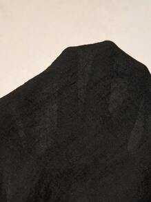 Swim Lushoire Plus Size Solid Color V-Neck Lace Patchwork Flare Sleeve Cover Up Dress, For Summer Beach Vacation - Black - View 6