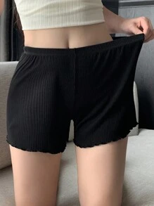 DAZY 简约罗纹波浪下摆女式短裤