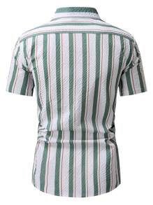 Manfinity RSRT Men's Striped Short Sleeve Single-Breasted Casual Shirt