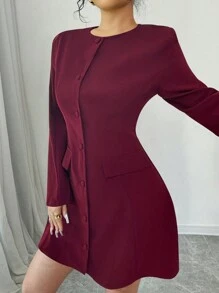 Elenzga 女士复古优雅黑色长袖连衣裙，秋季精致新风格