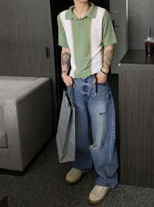 DAZY Men's Casual Washed Distressed Denim Jeans For Autumn - Blue - View 5