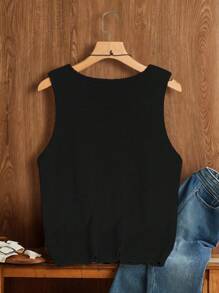 Franclia 女士针织毛衣纯色简约风格休闲日常穿着 - 黑色 - 查看 2