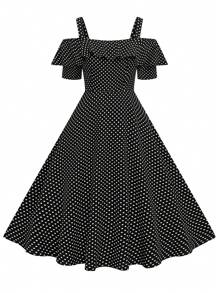 DreamSkyne Plus Size Summer Casual Minimal Fashion Dress, For Everyday Wear - Black and White - View 1