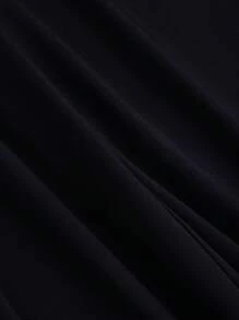 Sweetra Quần ống rộng xếp ly vải jacquard thanh lịch cổ điển dành cho nữ, dành cho mùa thu/đông - Màu xanh hải quân - Xem 4