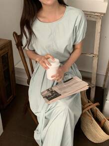 DAZY 2pcs/Set Women Casual Loose Round Neck Korean Style Sets Summer - Mint Green - View 3