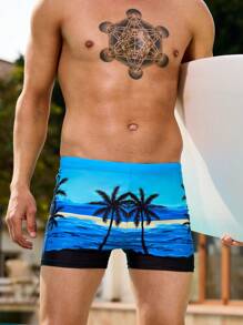 Manfinity Swimmode Men's Minimalist Fashion Casual Swimming Trunks - Blue - View 7