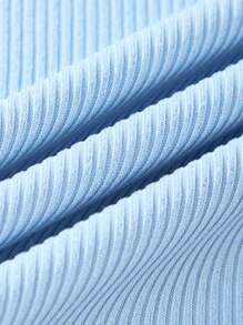 SHEIN Tween Girl 4-Color Combination (Black, White, Blue, Pink) Striped Short Sleeve T-Shirt, Solid Color Fabric, Summer Versatile Short Sleeve Set - Multicolor - View 5