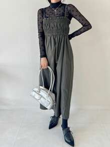 FRIFUL Robe longue casual pour femmes avec bretelles spaghetti de couleur unie