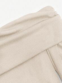 SHEIN Unity 两件套露肩长袖紧身衣和 PU 皮休闲裤 - 彩色 - 查看 6