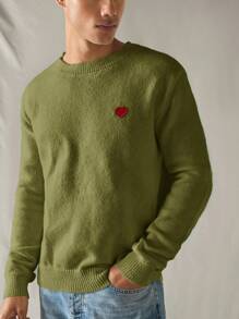 Manfinity VCAY Men's Solid Color Long Sleeve Sweater, Minimalistic, Casual, Everyday Wear