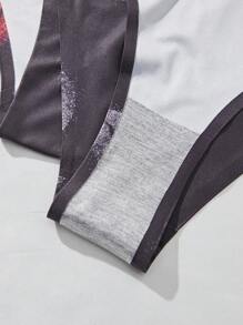 3pcs/Set Plus Size Valentine's Day Lace Trim Bow Decor Panties