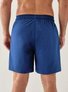 Manfinity Swimmode Men's Drawstring Waist Beach Shorts With Compression Lining