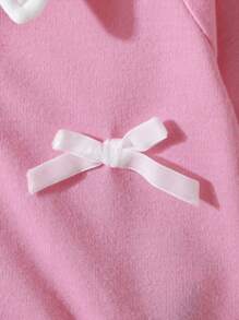 SHEIN Grey Long Sleeve Butterfly Accent Dress Set For Baby Girl - Pink - View 5