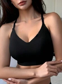 DAZY Áo ngực không gọng, hở lưng, kiểu yếm, khoét eo, dây chéo, nội y dành cho nữ. - màu đen - Xem 5