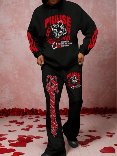 Gym Rark Conjunto deportivo de sudadera con capucha y pantalón de chándal con estampado de letras para hombre, conjunto de gimnasio y entrenamiento