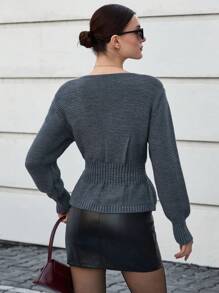 EURMUSE 女式前系带长袖简约衬衫，休闲日常穿着