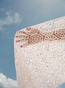 Opulessa Plain Weave Lace Long Skirt, Women's Low-Waist Skirt - White - View 6