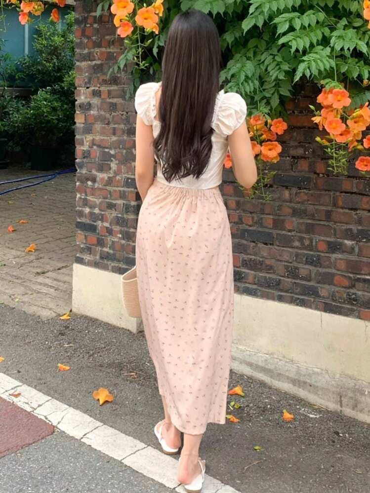 DAZY 女款白色蝴蝶结装饰泡泡袖短款衬衫，春夏 - 白色 - 查看 2