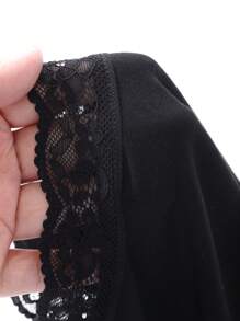 DAZY Lace Patchwork Sexy Jumpsuit Camisole Nightwear Set Pajama - Black - View 9