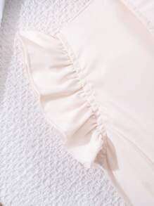 2pcs Tween Girls Ruffled Sleeveless Dress With Hat And Waist Rope, Elegant Spring/Summer Dress - Beige - View 3