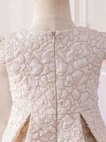Glamorique Kids Elegantes Jacquard-Trägerkleid für Baby Mädchen, geeignet für Partys, Treffen, Sommer - Aprikosenfarben - Übersicht 4