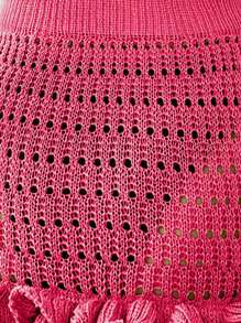 2pcs/Set Women's Beach Skirt Set With Frill Trim For Summer Beach Vacation - Hot Pink - View 7