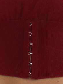 MUSERA Soft Knit Cinched Waist Jumper Spring Y2K 90's Casual Cute - Burgundy - View 3