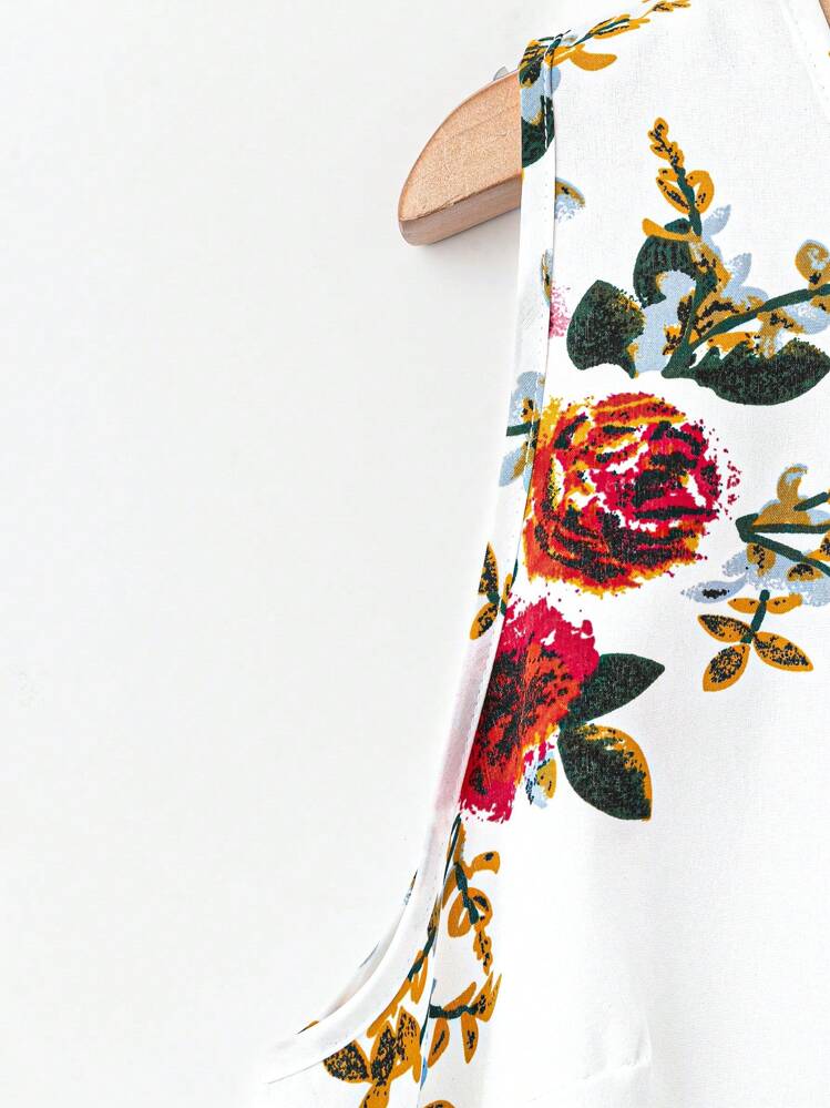 EMERY ROSE Conjunto de 2 piezas de top sin mangas estampado y pantalones largos de moda casual y talla grande - Blanco - Añade 5