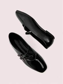 CUCCOO DOLLMOD Women's Casual Mary Jane Flats, Comfortable Versatile Square Toe Slip-On Commuter Shoes - Black - View 8