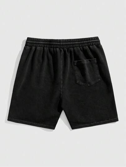 Prep Men's Basketball Letter Print Drawstring Waist Casual Shorts