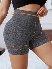 1pc Seamless Plus Size Butt Lifting And Abdomen Control Shaping Shorts - Dark Grey - View 5