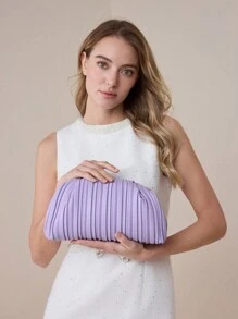 MOTF PREMIUM FASHION PARTY VERSATILE PLISSE CLUTCH BAG - Mauve Purple - View 2