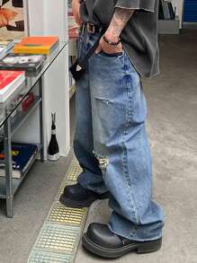 DAZY Men's Casual Washed Distressed Denim Jeans For Autumn - Blue - View 7