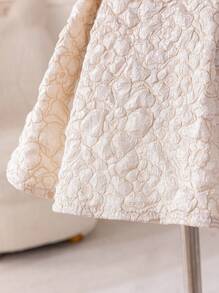 Glamorique Kids Elegantes Jacquard-Trägerkleid für Baby Mädchen, geeignet für Partys, Treffen, Sommer - Aprikosenfarben - Übersicht 5