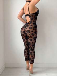 SHEIN 3pcs Women Lace Lingerie Set, Slim & Sheer, Casual And Fashionable For Daily Wear For Going Out - Black - View 2