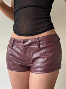 Aloruh 女式性感复古图案 PU 皮革超短迷你裙